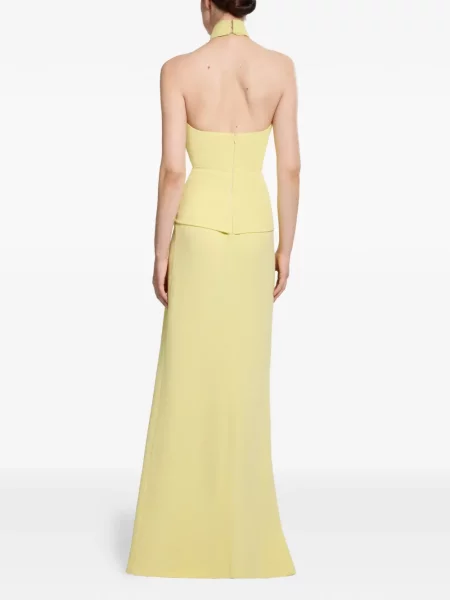 Rochie maxi Elie Saab cu gât halter galben