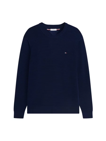 Sweter Tommy Hilfiger z okrągłym dekoltem niebieski