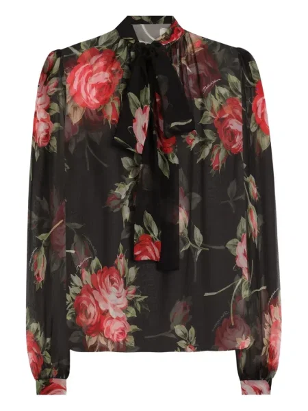 Bluză Dolce & Gabbana cu model floral negru