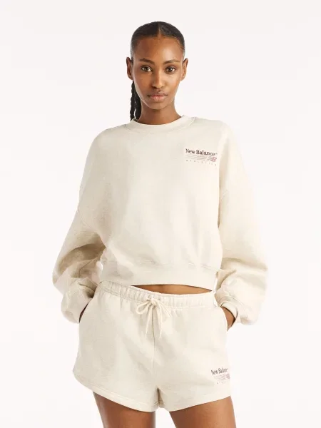 Світшот New Balance Trackside Fleece Crew бавовна/поліестер білий