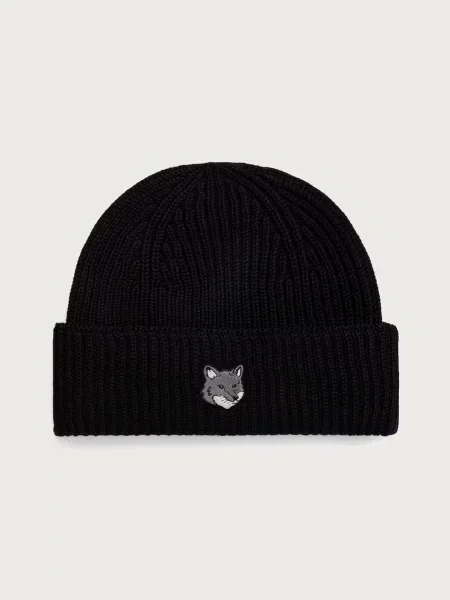 Maison Kitsuné Fox Head Large Beanie beanie de lână pentru bărbați