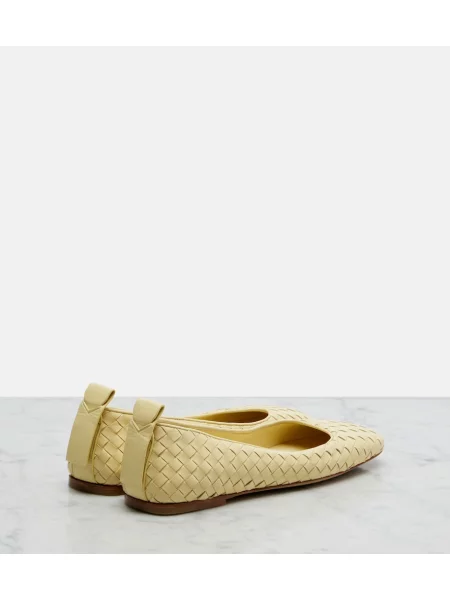 Balerini Bottega Veneta din piele galben