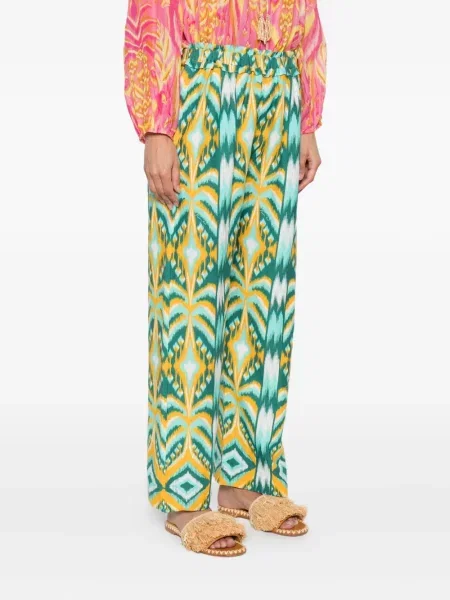 Talia spodnie Farm Rio w tropikalny nadruk zielone