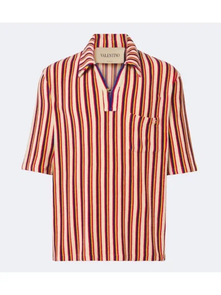 Tricou polo Valentino cu dungi din material terry
