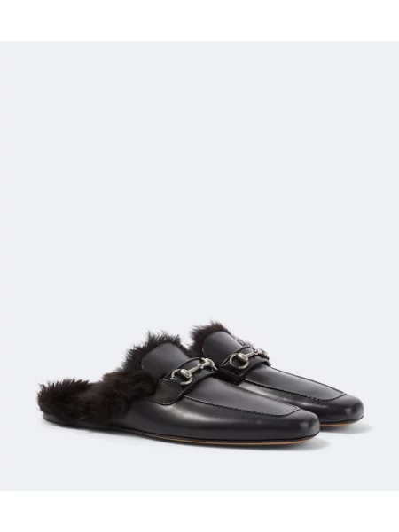 Papuci tip mules Gucci din piele negru