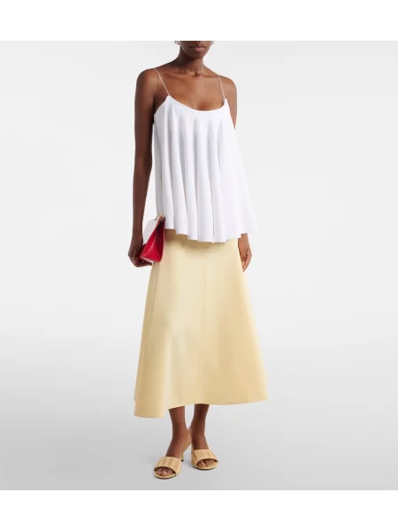 Top Jacquemus din jerseu cu spatele deschis alb