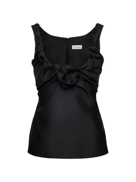 Top Magda Butrym cu model floral cu volane negru