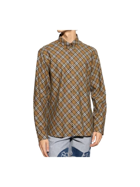 Haftowana koszula Burberry w kratę retro brązowa
