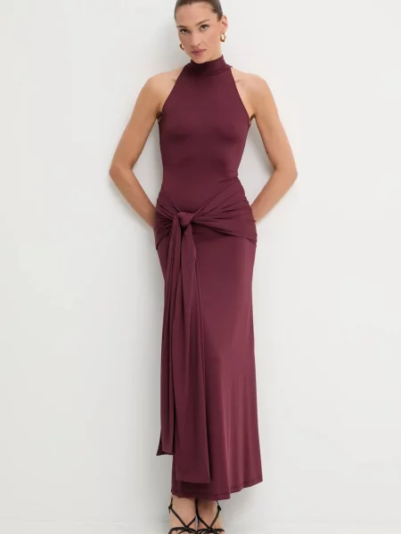 Сукня Bardot maxi облягаюча бордовий