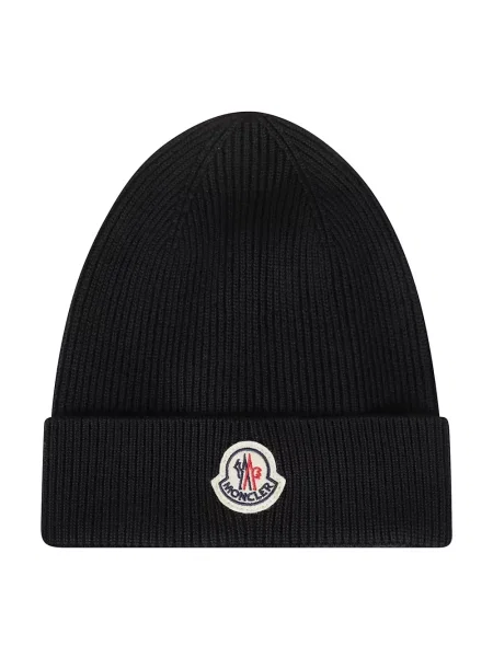 Czapka Moncler wełniana niebieska