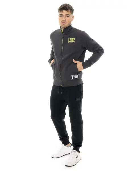 Bluza Leone Apparel ze stójką i zamkiem na zimę szara