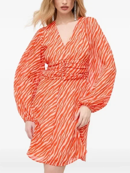 Rochie mini Notes Du Nord cu imagine cu model zebră de costum portocaliu
