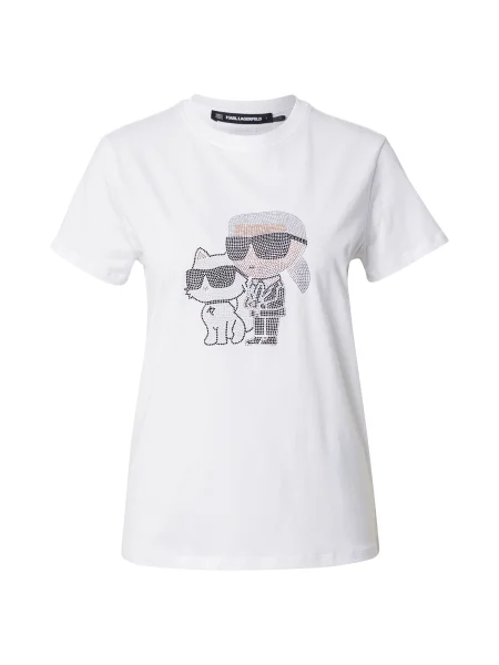 Karl Lagerfeld Tricou Ikon bej / negru alb