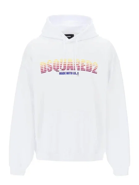 Суичър с качулка Dsquared2 с качулка бяло