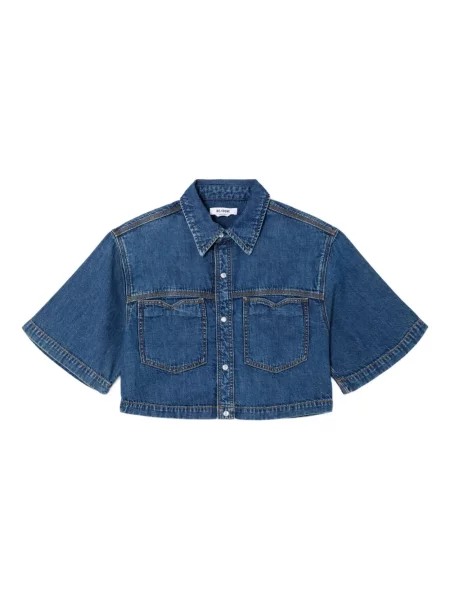 Koszula Re/done o krotszym kroju z kieszeniami na rękawach niebieska