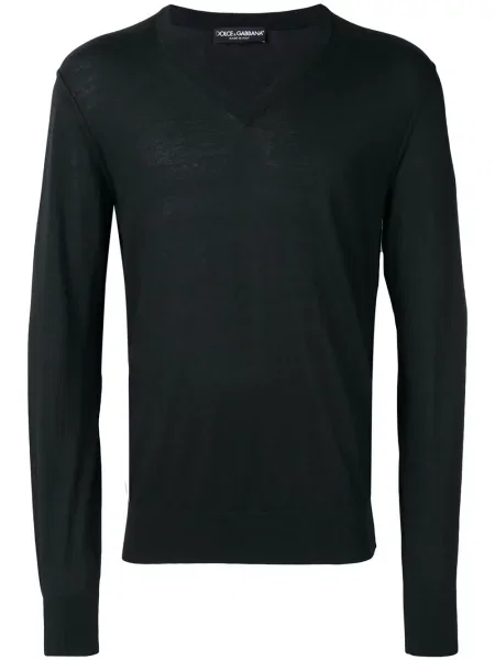 Pulover Dolce & Gabbana tricotate cu decolteu în V negru