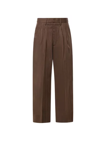 Pantaloni Dondup cu model herringbone maro