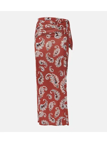 Fusta maxi Rabanne din jerseu cu model paisley roșu