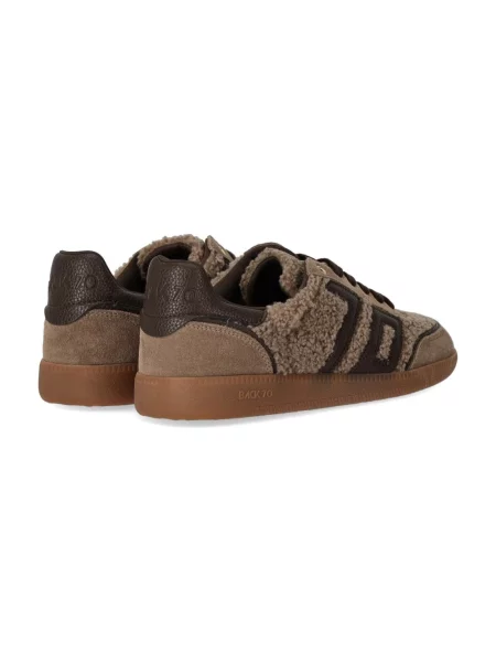 Sneakersy Back70 skórzane typu teddy beżowe