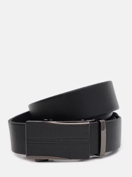 Шкіряний ремінь Borsa Leather з ремінцями чорний