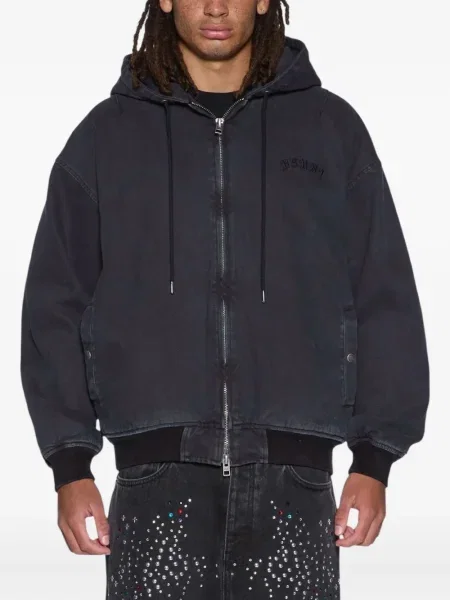 Geacă bomber Ksubi cu glugă cu tepi negru