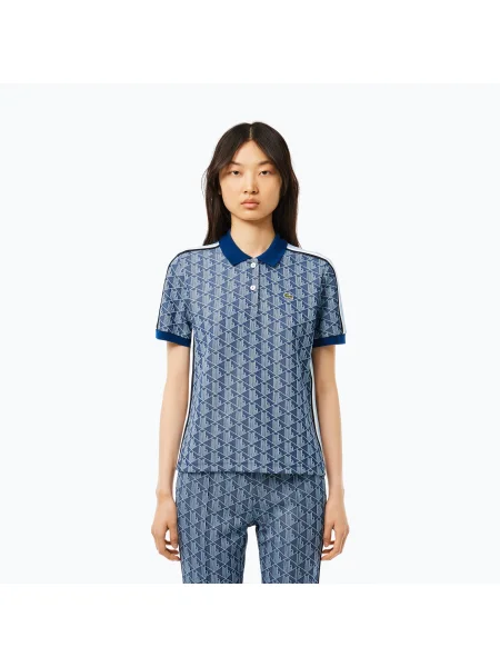 Дамска поло риза Lacoste globe/overview синьо