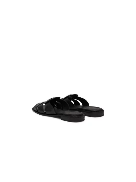 Natikače Tommy Hilfiger Leather Crest Square Toe Sandals crna