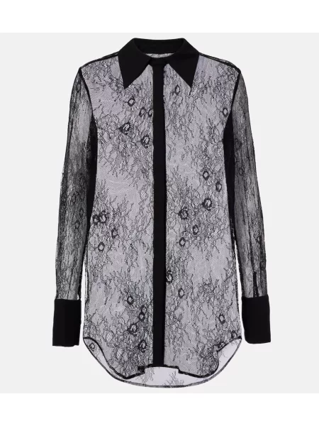 Srajca Bananhot s cvetličnim vzorcem s čipko črna