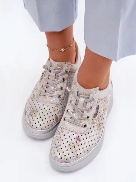 Mocasini Vinceza din piele gri