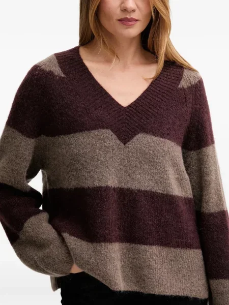 Pulover Mos Mosh cu dungi cu decolteu în V violet