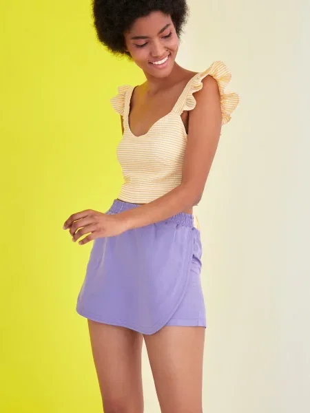 Talie elastică bermude Trendyol violet