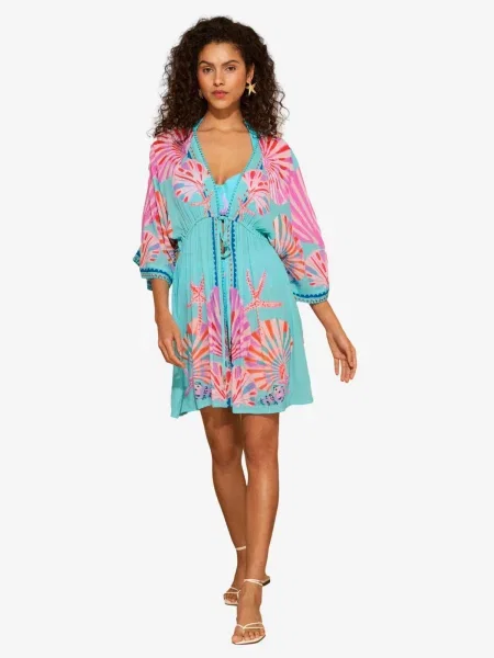 Love & roses Rochie aqua / mov orhidee / portocaliu homar / rosé albastru