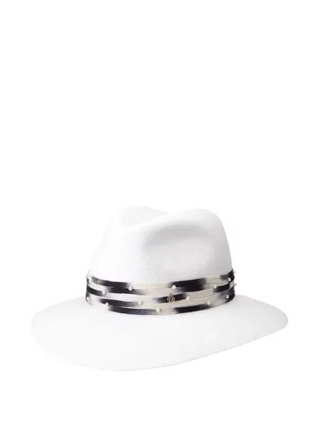 Шапка Maison Michel с перли бяло