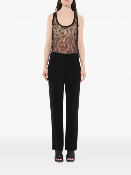 Top Givenchy s cvjetnim printom s čipkom crna