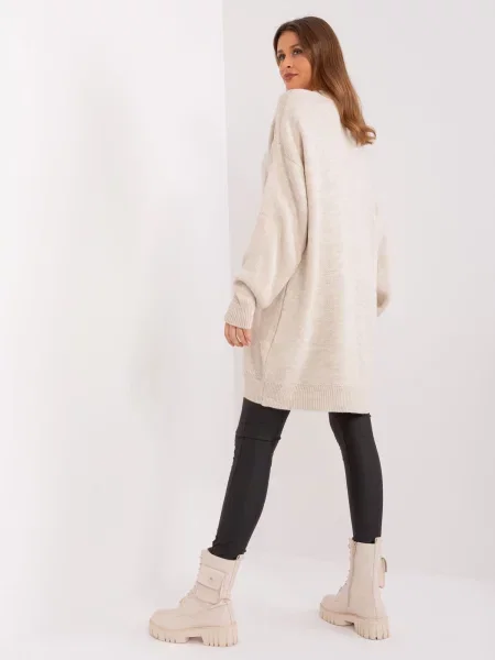 Pulover Fashionhunters tricotate bej