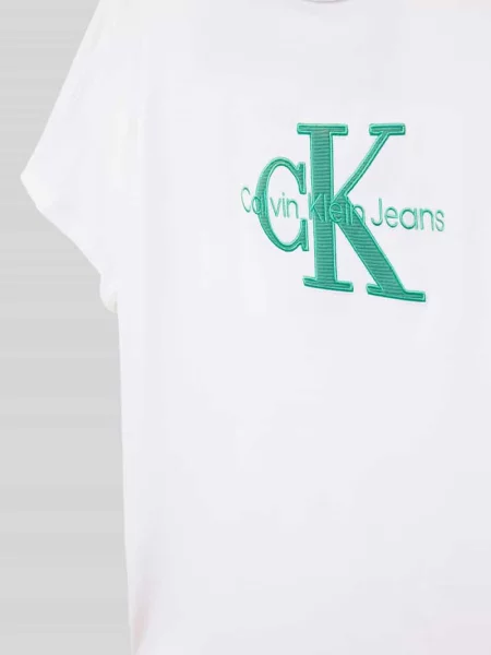 T-shirt z detalem z logo model ‘OTTOMAN’ Calvin Klein Jeans biała