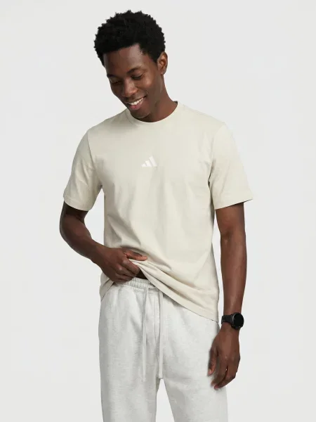Tricou Adidas din jerseu cu autograf bej