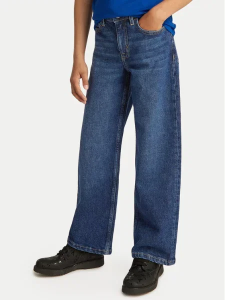 Calvin Klein Jeans Jeansy Tmavomodrá Wide Leg modré