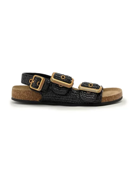 AllSaints sandały Staffa Raffia Sandal czarne