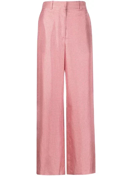 Pantaloni Lanvin de mătase cu imagine cu imprimeu geometric roz