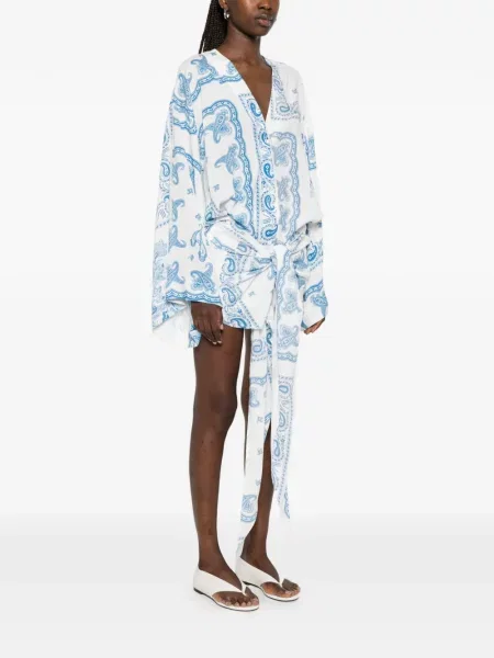 Rochie The Attico cu model paisley asimetrică alb