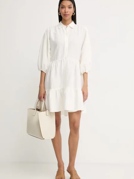 BOSS Orange сукня-сорочка з льоном C Disenna помаранчева