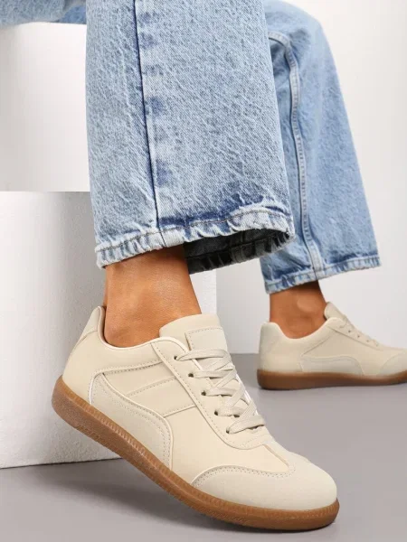 Sneakers cu Cusături Decorative gleznă Redala bej