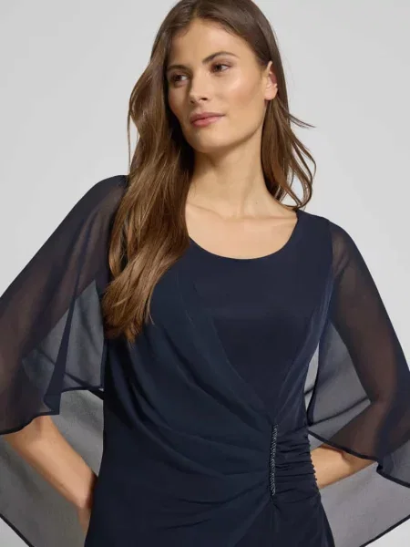 Sukienka koktajlowa o długości do kolan z okrągłym dekoltem Vera Mont niebieska