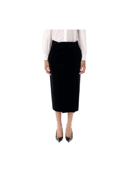 Spódnica midi Saint Laurent do kolan kopertowa czarna