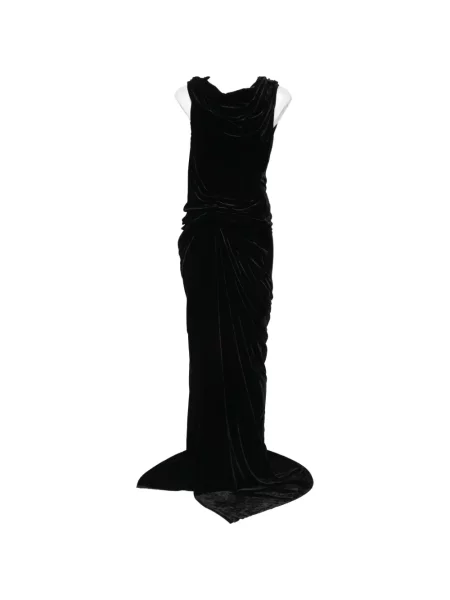 Rochie maxi Rick Owens de catifea drapată negru