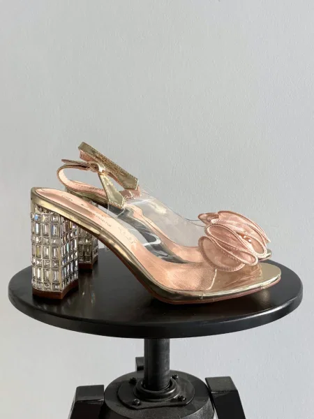 Sandale S. Barski de cristal alb
