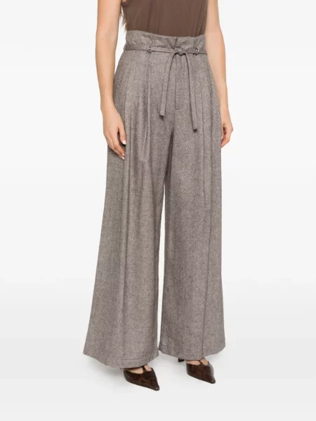 Pantaloni Isabelle Blanche cu model herringbone maro