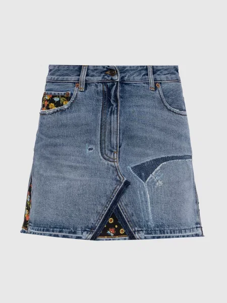 Джинсова спідниця міні з патчем логотипа Valentino блакитна