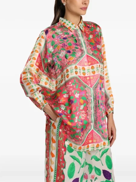 Cămașă Miau By Clara Rotescu cu model floral cu imagine roz